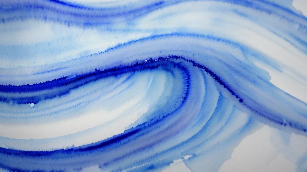 Nass-in-Nass Technik beim Aquarellmalen mit blauem Pigment auf feuchtem Papier