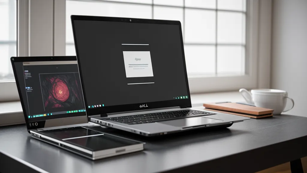Ein Laptop zeigt ein Online-Kurs-Dashboard neben einem Skizzenbuch mit Anatomie-Studien.