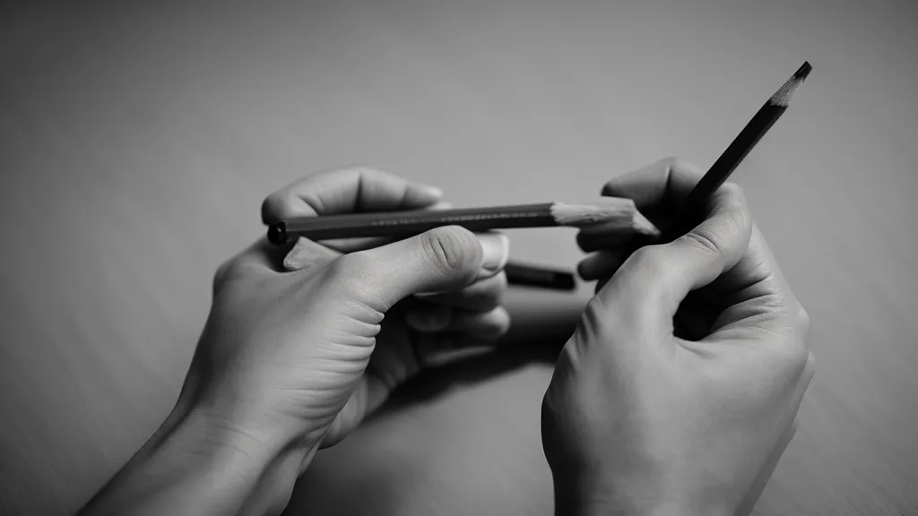 Nahaufnahme einer Hand, die mit einem Bleistift Schatten auf strukturiertes Zeichenpapier zeichnet.