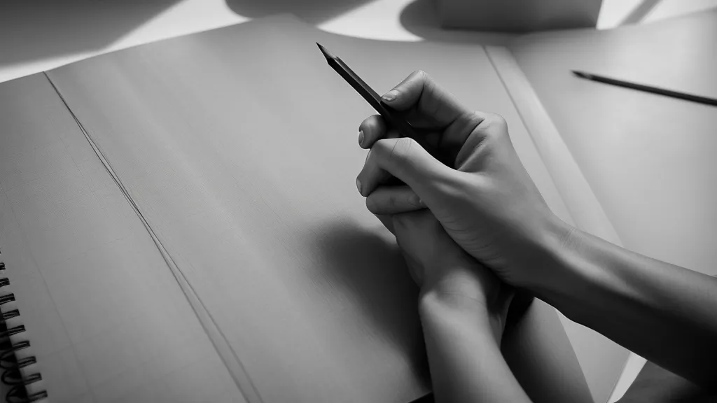 Hand zeichnet anatomische Grundformen und Proportionen in ein Skizzenbuch