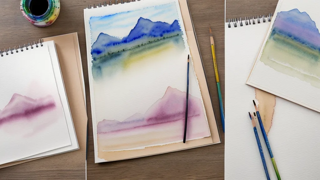 Vergleich zwischen einem strukturierten Lehrplan und einer freien Aquarellskizze