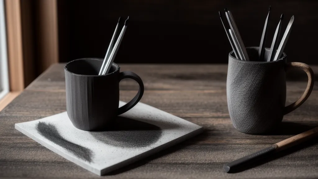 Bleistifte und Schattierungsstudie einer Tasse: Übung für plastisches Zeichnen mit Licht und Schatten