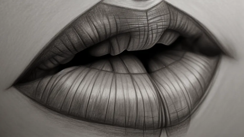 Hand skizziert Lippenproportionen mit Bleistift beim analogen Zeichnen