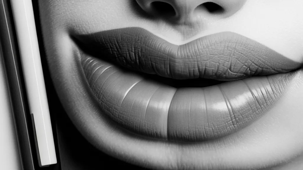 Analoge Lippen-Skizze neben digitalem Wireframe im Vergleich