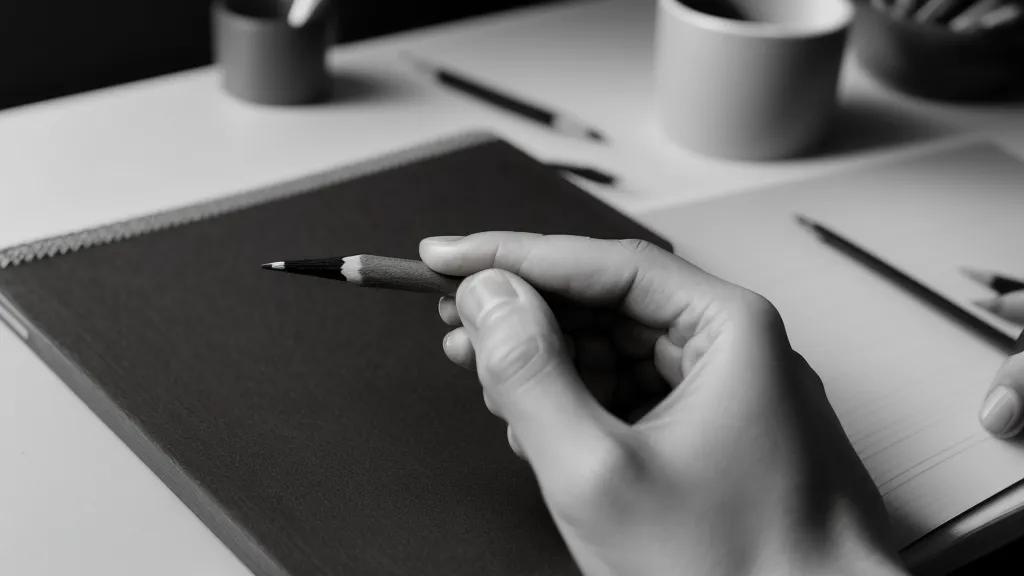 Nahaufnahme einer Hand beim Zeichnen von Schraffuren mit einem Bleistift