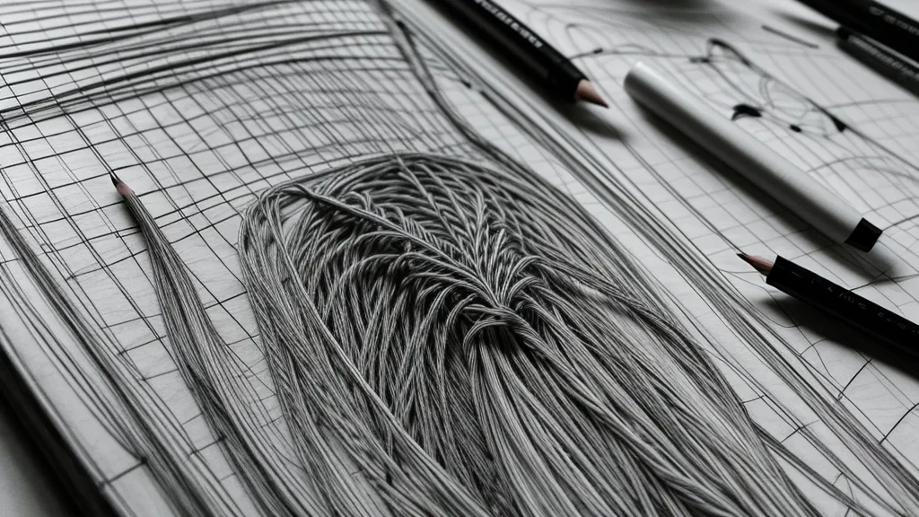Nahaufnahme einer Hand, die eine UI-Komponente mit Bleistift auf Papier skizziert.