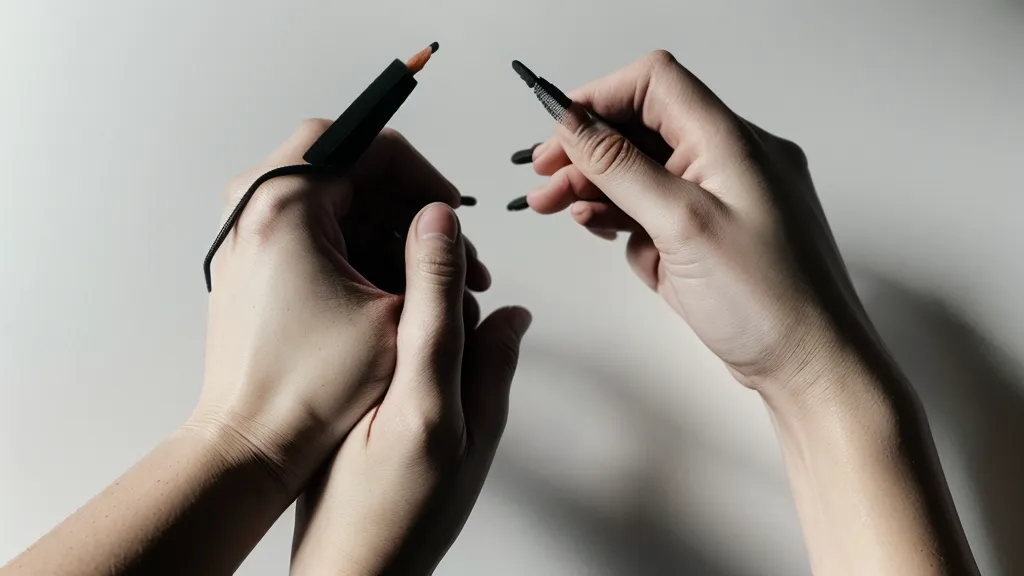 Nahaufnahme eines Fineliners auf strukturiertem Aquarellpapier beim Zeichnen einer präzisen Linie.